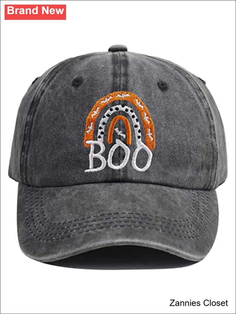 🤠 Halloween Ghost Boo Embroidered Cotton Baseball Cap Adjustable Novelty Hat